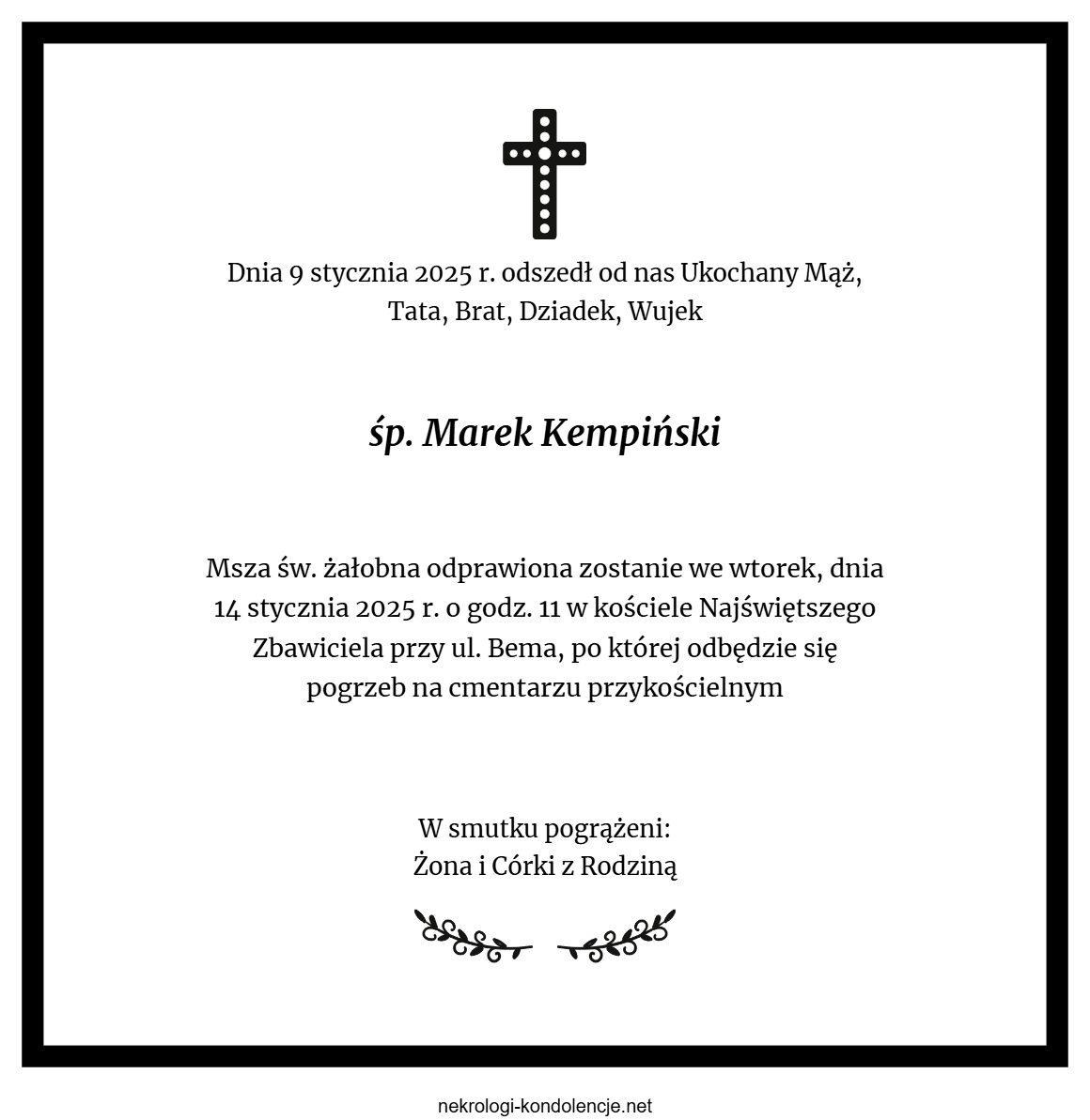 Nekrolog - Marek Kempiński Nekrolog - Marek Kempiński